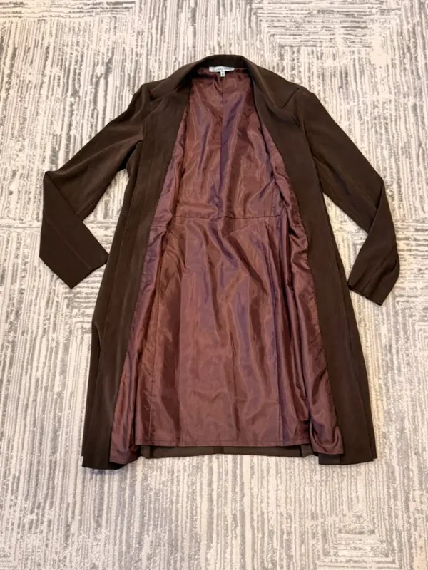 NEW In the Wash women's size 6 brown suede look long jacket - Image 7