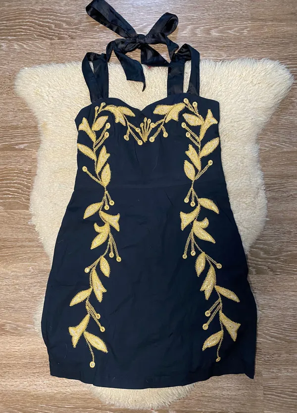 Black & Gold Mini Dress - Image 3
