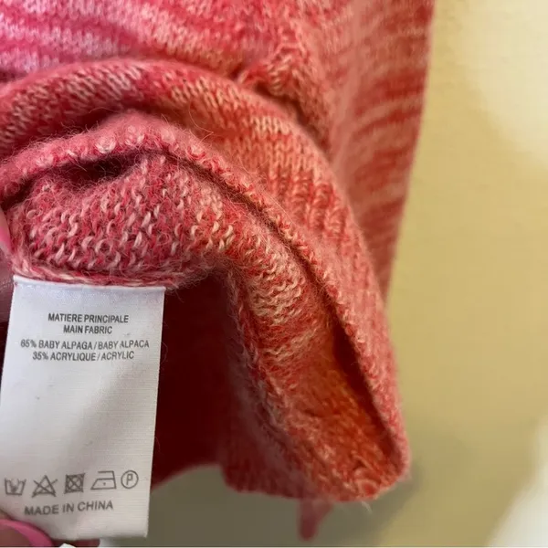 Vanessa Bruno Jaslin Marled Pink Sweater Button Shoulder‎ Baby Alpaca Size S - Image 10