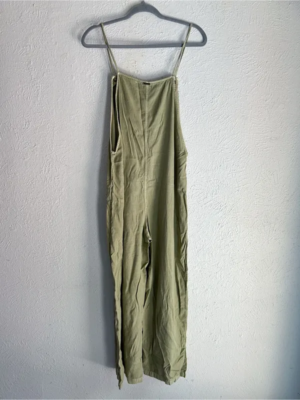 Billabong Beach Cruiser Playsuit Olive Green Wide Leg Jumpsuit XL - Image 4