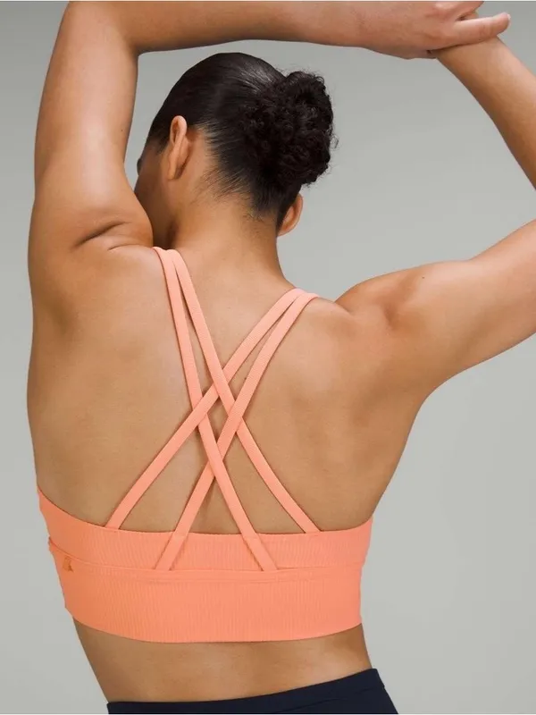 lululemon Energy Longline Ribbed Bra in Sunny Coral Size 2 - Image 2