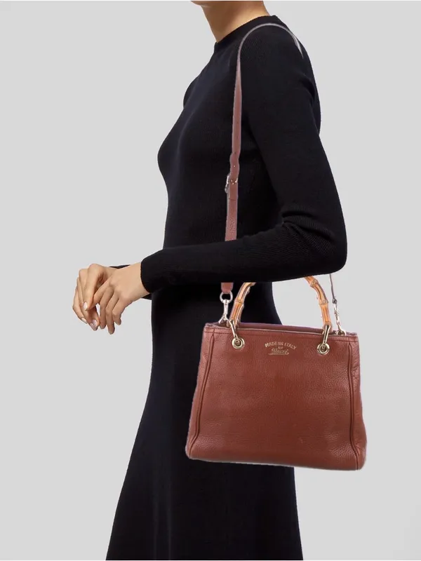 Vintage Gucci Bamboo Shopper Tote Crossbody Bag - Image 5