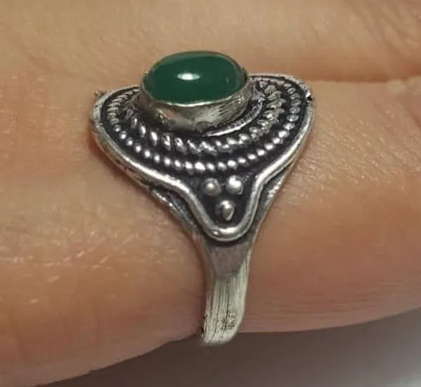 Onyx Natural Green Sterling Silver Gemstone Ring No Stamp Ring size - 8 - Image 2