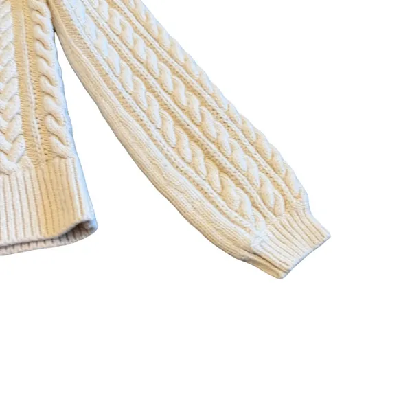 Abercrombie & Fitch Cream Thick Cableknit Sweater Pullover Chunky Cozy Sz Small - Image 5