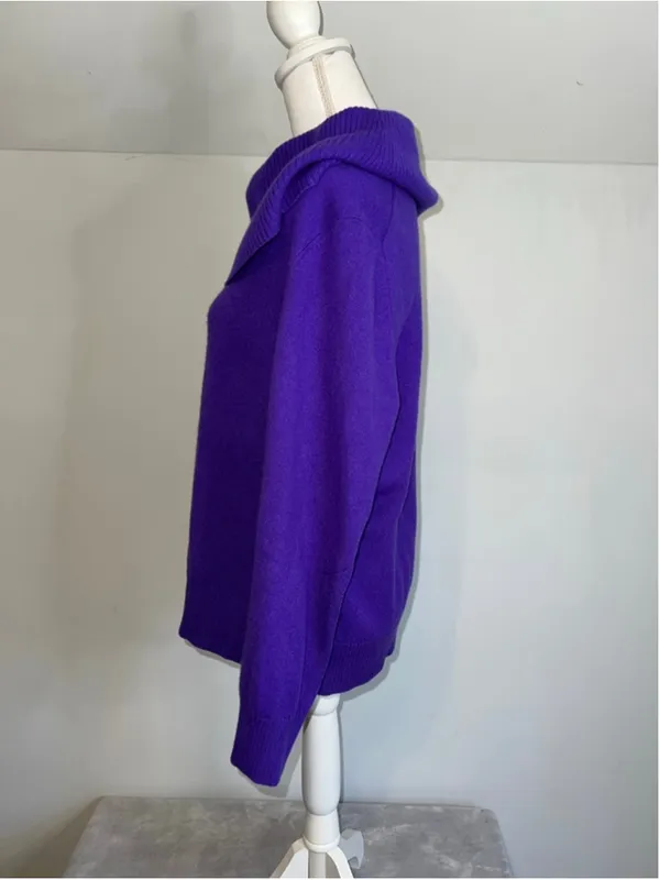 Women's Charter Club Cashmere Purple Cowl Neck Sweater XL - Image 3