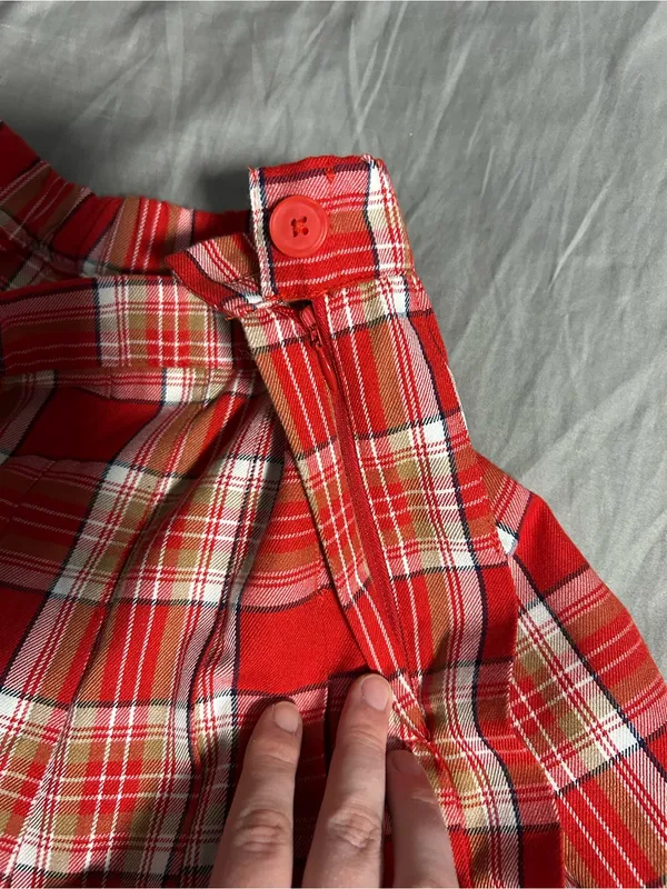 aerie Red Plaid Pleated Mini Skirt Size M - Image 5