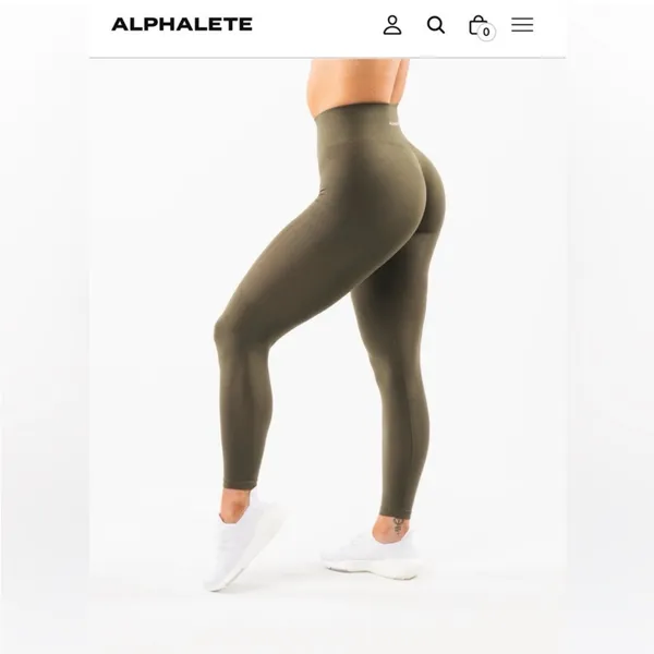 Alphalete Amplify Dusty Green Oak Evergreen Legging- Size XS - Image 3
