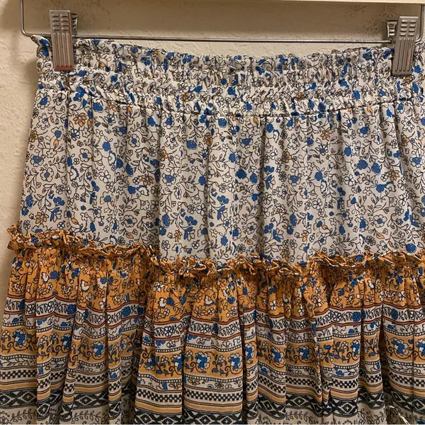 Misa Los Angeles Ruffle Tiered Floral Multicolor Mini Skirt Size S Made In USA - Image 2