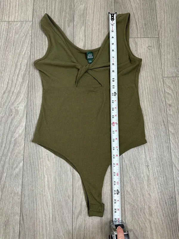 Wild Fable Olive Green Ribbed Cutout Bodysuit Size Small - Image 5