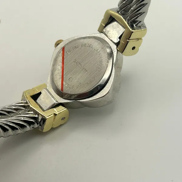 Collezie Two-tone Mother Pearl Dial Crystal Bezel Womens Cuff Watch New Battery - Image 7
