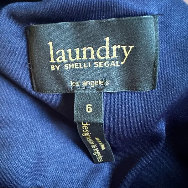 Laundry by Shelli Segal Formal Gown Navy One Shoulder Crystal Bead Ball Wedding - Image 11