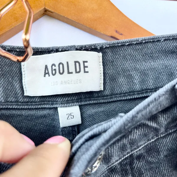 Agolde | Riley High Rise Straight Crop Jeans In Panoramic Black Size 25 - Image 8
