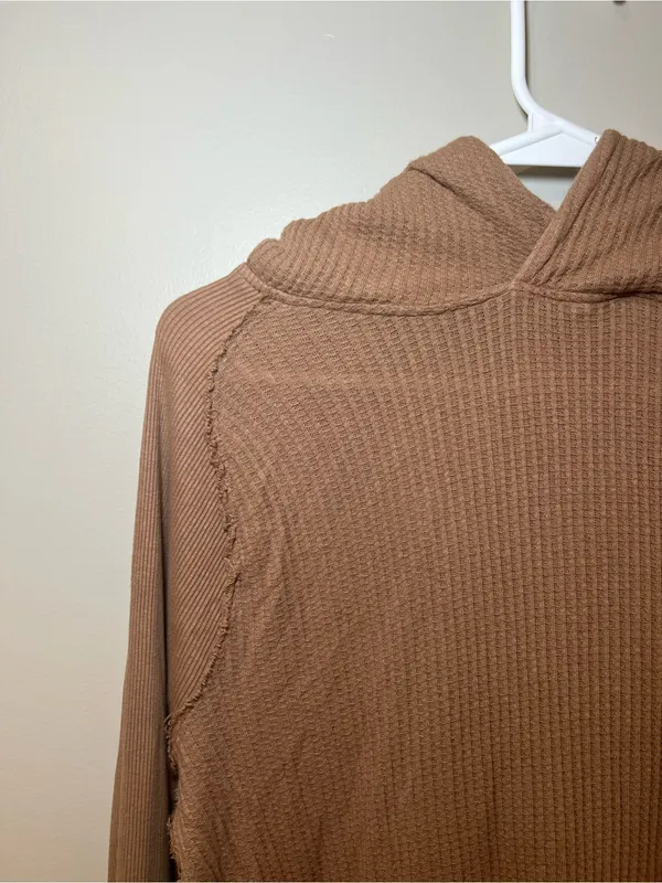 Free People We the Free Waffle Long Sleeve Hooded Shirt - Image 6