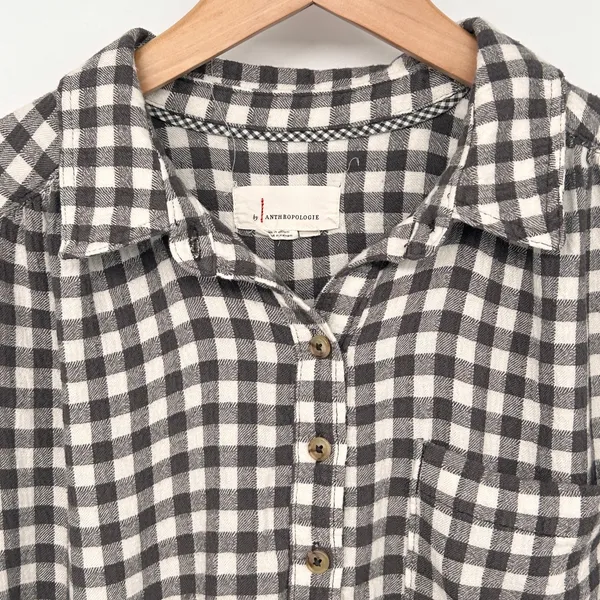 Anthropologie Isadora Shirt Gingham Check Boho Cottage Long Sleeve Women's M‎ - Image 4