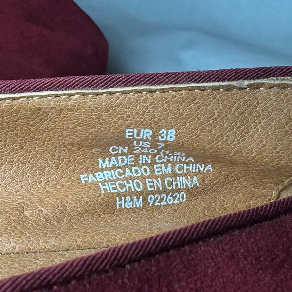 Womens Unisex H&M Size 7 EU 38 Maroon Ballet Flats Round Toe Everyday Casual - Image 6