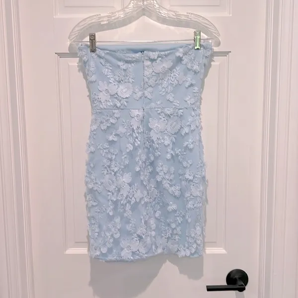 Altar’d State Adley Embellished Mini Dress Light Powder Pastel Blue Small - Image 5