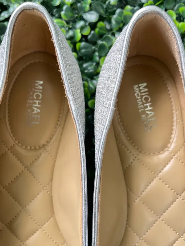 Michael Kors Silver Quilted-Trim Ballet Flats - Image 6