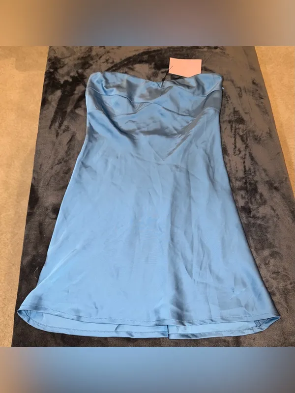 Hello Molly Style Slip Satin Mini Dress in Blue Size 4 (small) New with tag - Image 13