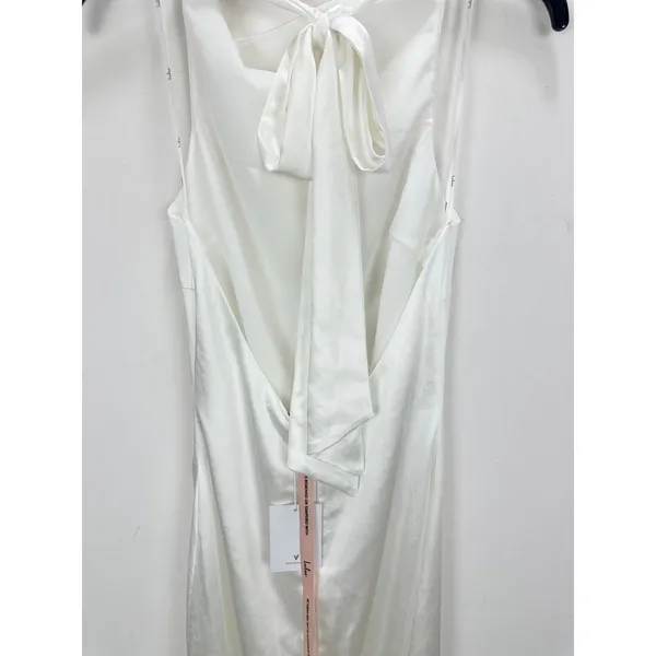 Lulus Concetta Ivory Satin Lace Halter Maxi Dress Wedding Bridal Small NWT - Image 12