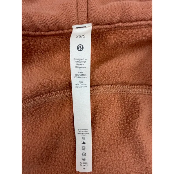 Lululemon Scuba Oversized Full Zip Hoodie Rust Orange XS/S Terracotta - Image 3