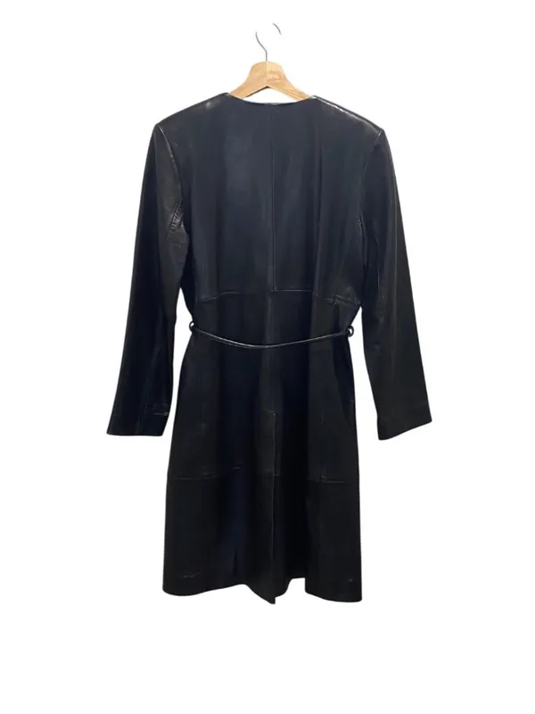 Kenneth Cole New York Y2K Long Line Genuine Leather Jacket Black Size M Soft - Image 11