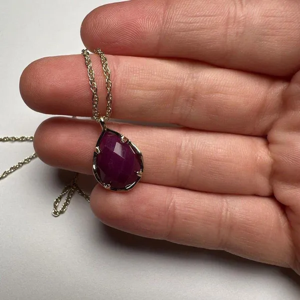 Kendra Scott Purple Pendant Silver Tone Necklace Adjustable Length NWT - Image 11
