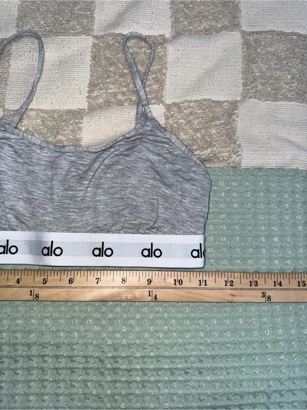 ALO Yoga Grey Marled Bralette with‎ White Logo Band - Image 2