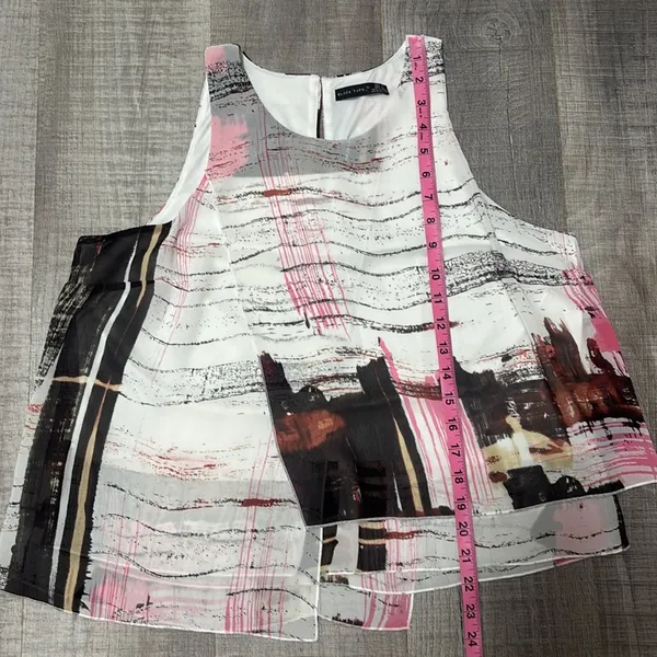 Abstract Print Sleeveless Top Pink Size L - Image 8