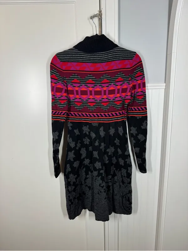 Krimson Klover sweater Dress Fair Isle Turtleneck Cabincore Wool blend Small - Image 3