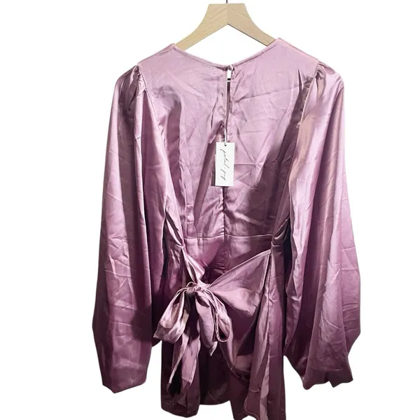 Petal and Pup Emillia Purple Puff Sleeve Satin Mini‎ Dress 6 NWT - Image 5