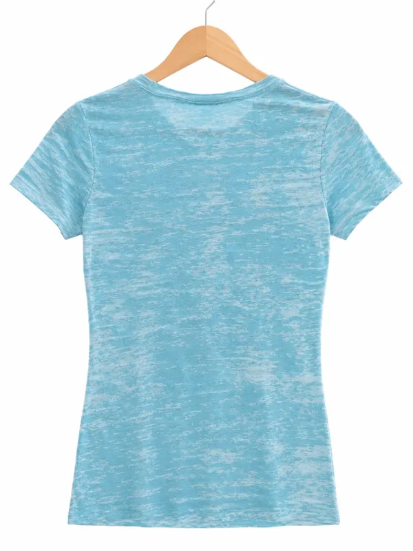 VTG World Gym Womens Burnout T Shirt L Blue Gorilla Bodybuilding Workout Tee - Image 2