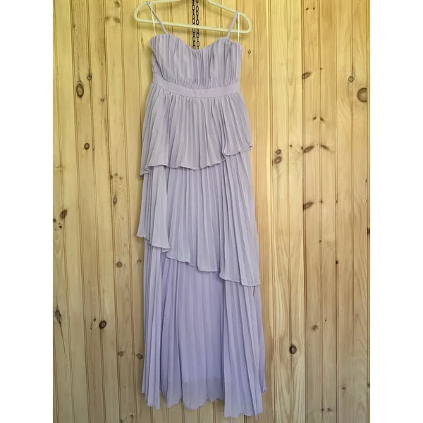 NWT Lulus Jehona Lavender Pleated Tiered Maxi Dress Bridesmaid Holiday Gala Sz M - Image 2