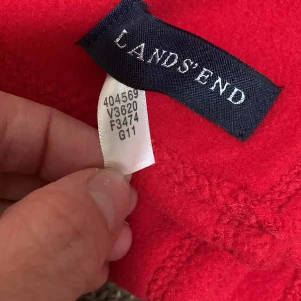 Lands’ End sweater material cozy red warm scarf unisex - Image 3