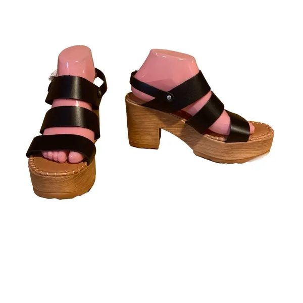 Musse And Cloud Black Leather "Frisa" Platform Sandals (10) - Image 4