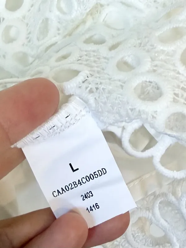 NWT Cupshe White Cutout Scalloped Hem Midi Skirt - Size: Large - Image 3