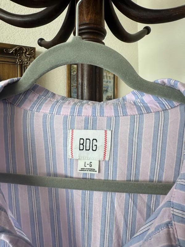 Urban Outfitters Purple Striped Button Up Shirt - Image 4