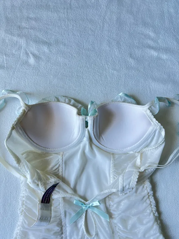 Victorias Secret White Lace Frilly Sheer Babydoll Mini Dress - 34B - Image 5