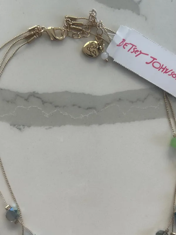Betsey Johnson Heart Layer Beaded Pendant Necklace - Pastel Blue Green Coral New - Image 4