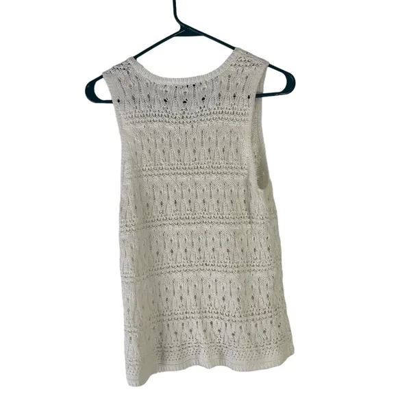 Wyatt Women's Size Medium White Sleeveless Crochet Top Festival Boho‎ Cottage - Image 4