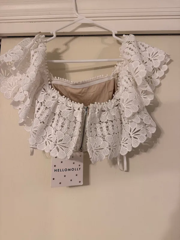 Hello Molly White Lace Crop Top - Image 2