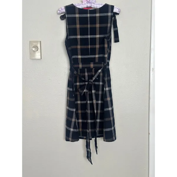Revolve J.O.A. Tie Shoulder Plaid Mini Dress Navy Blue Preppy casual retail $95 - Image 7