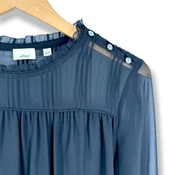 Aritzia Wilfred | Small | Lourdes Chiffon Button Sleeve Semi-Sheer Blouse Top - Image 5