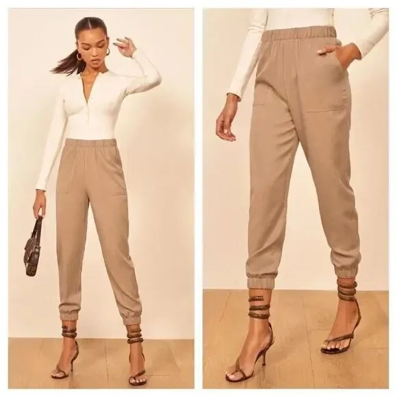 Reformation Montana‎ Tencel Jogger Pants High Waist Utility Minimalist Womens Sm - Image 2