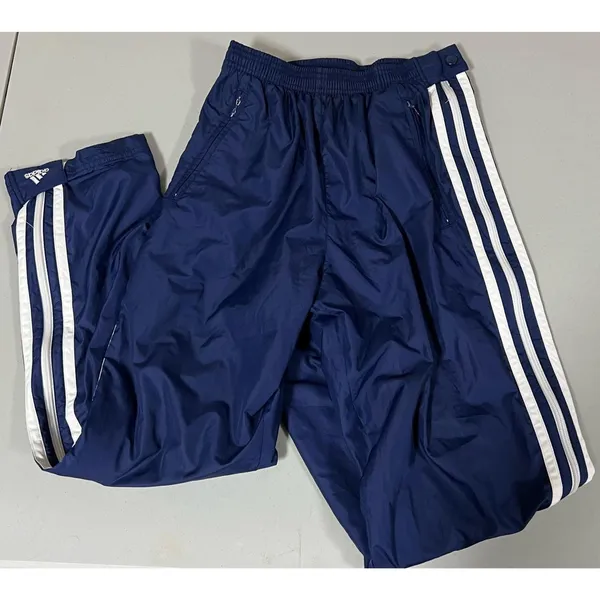 Adidas Navy Blue White 3-Stripe Zipper Windbreaker Track Pants Sweats Sweatpants Bottoms Size M 🧿 - Image 4