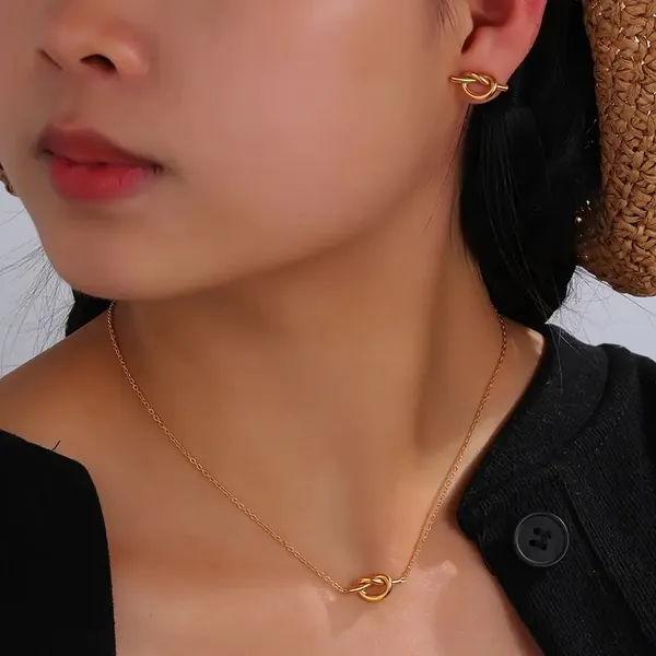 304 stainless steel knot knot 18k real Gold Plated Classic style waterproof non tarnish - Image 2