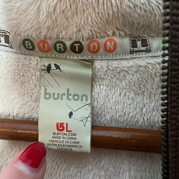 Burton women's brown fleece lined hooded jacket coat layering warm size large - Image 13