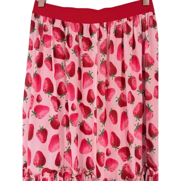 NWT Anthropologie Eva Franco‎ Strawberry Print Tiered Tulle Midi Skirt Size XS - Image 8