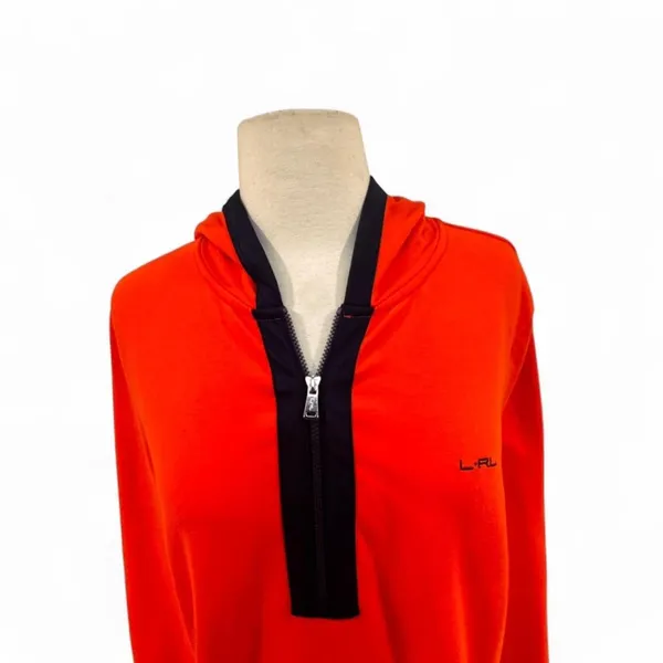 Ralph Lauren Orange Hoodie XL Quarter Zip Luxury Preppy Golf Resort Comfort - Image 3