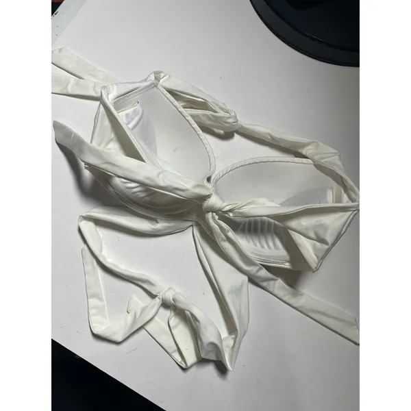 Victoria's Secret Bikini Top Womens 34C White Wrap Push Up Halter Swim Beachwear - Image 4