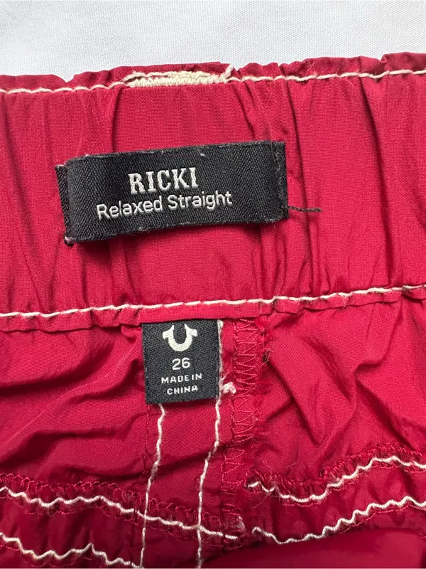 True Religion Ricki Big T Burgundy With Contrasting White Y2K women pants cargo - Image 3